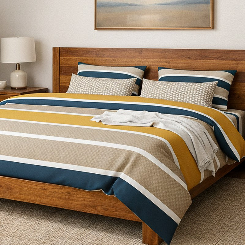 Colorblocked Stripes Microfiber Bedsheet - 125 GSM media 3