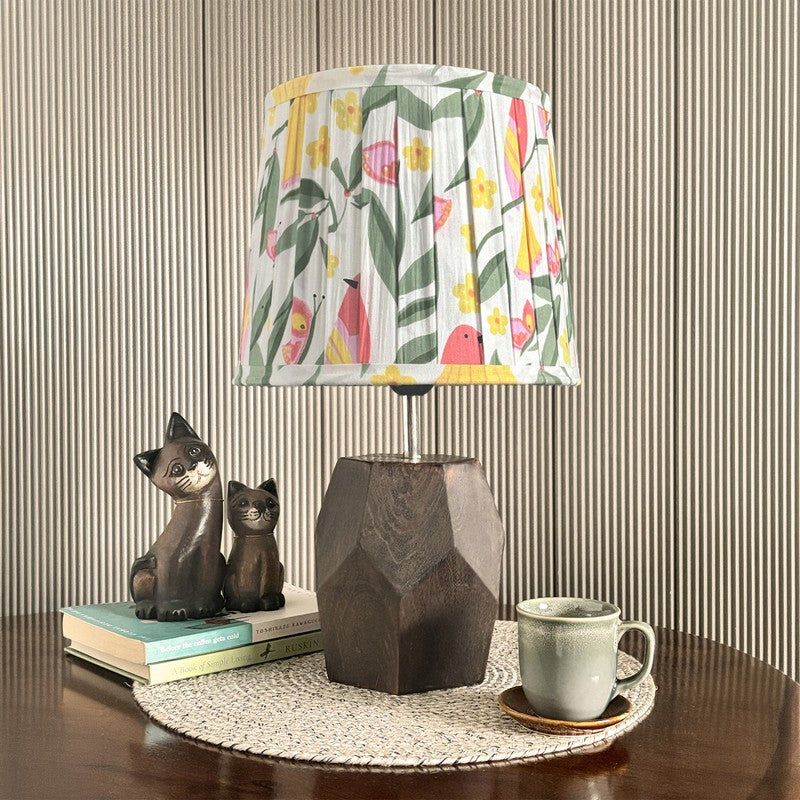 Botanical Prism Wooden Base Cotton Table Lamp - Multicolor media 3