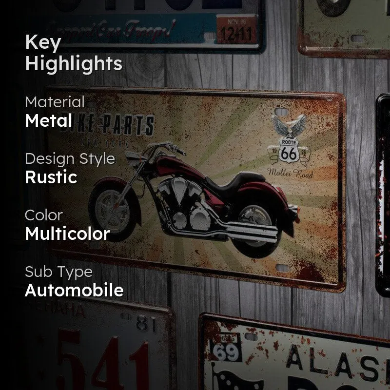 Bike Parts Route66 Metal Wall Accent media 2