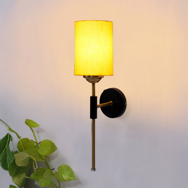 Beryll Cylindrical Steel & Cotton Wall Lamp - Yellow