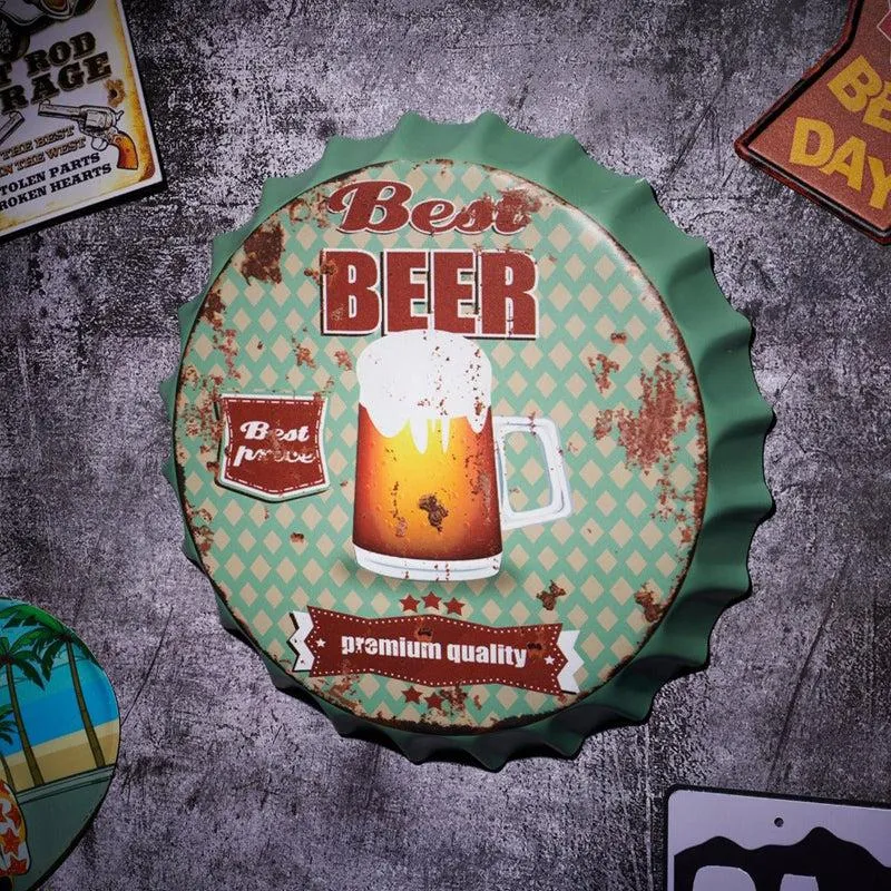 Best Beer Bottle Cap Metal Wall Accent media 1