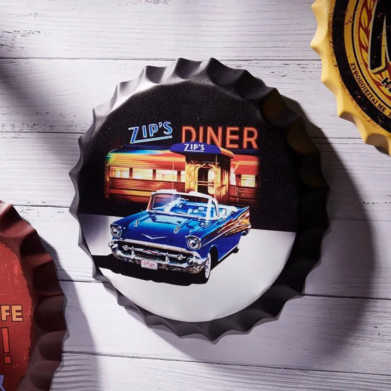 Zip'S Diner Bottle Cap Metal Wall Accent media 1