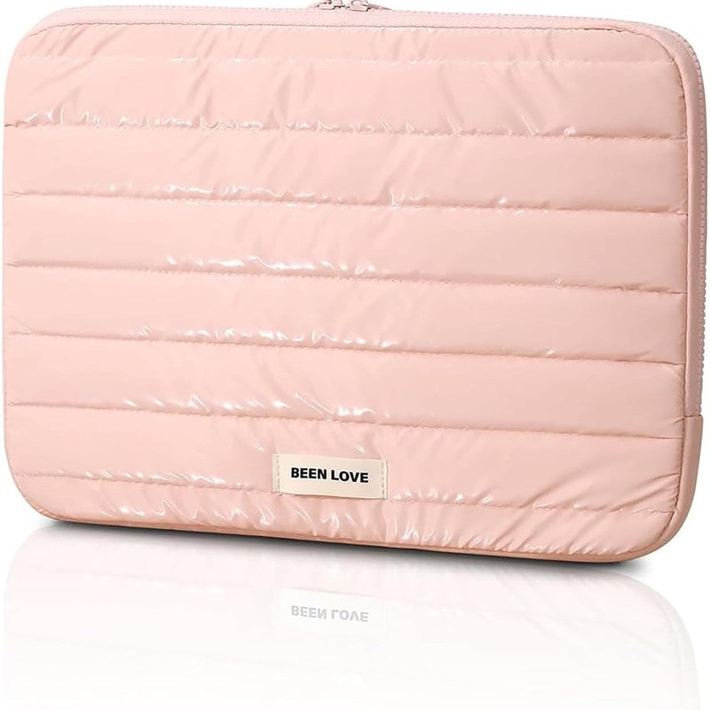 Soft Pink Quilted Laptop Sleeve - Waterproof and Shockproof media 3