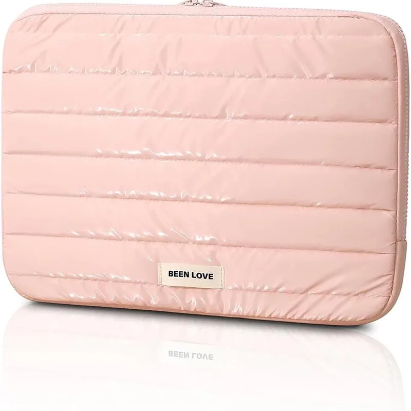 Soft Pink Quilted Laptop Sleeve - Waterproof and Shockproof media 3
