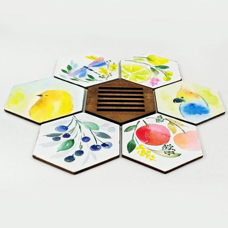 Tryla Nature Handpainted Coaster -  Set Of Six media 4