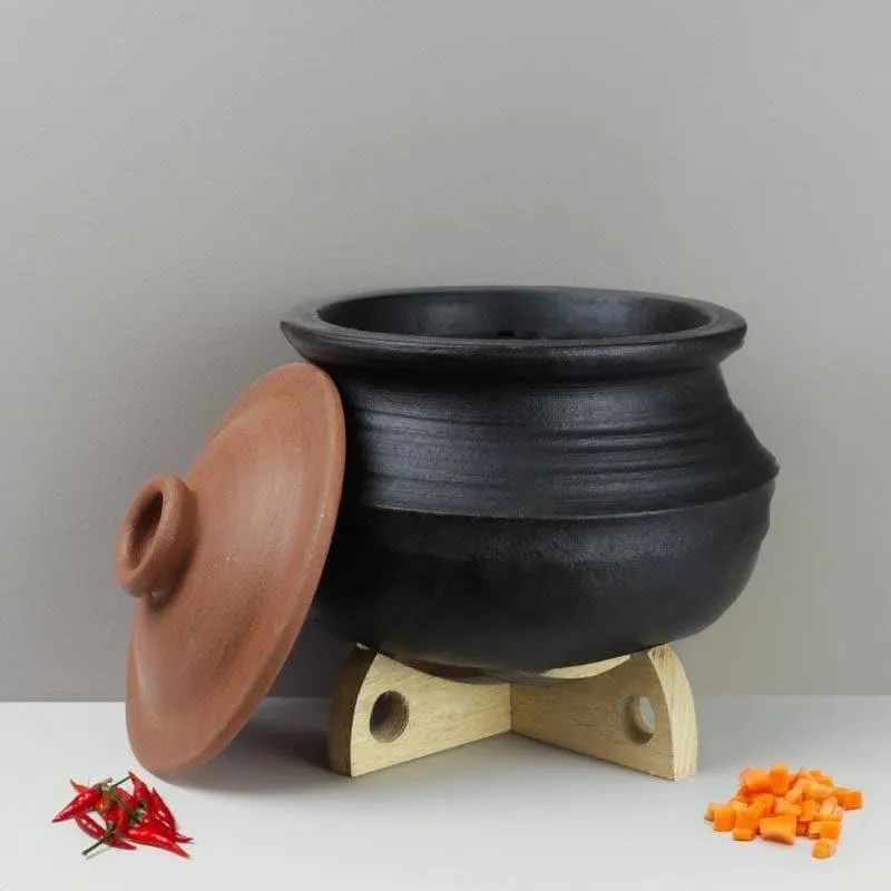 Kalikasan Rice Clay Pot With Lid Black 3000 mL / 9 Inches media 1