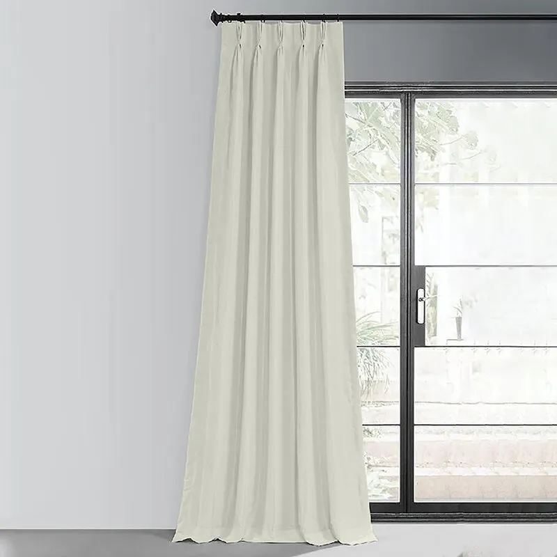 Noir Triple Pinch Pleat Blackout Curtain - Ivory media 1