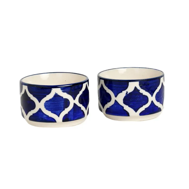 OpalServe Ceramic Dip Bowls (Blue,White,40 mL Each) - Set Of Six media 3