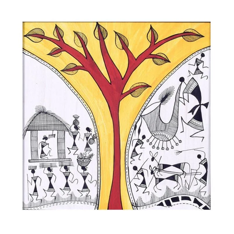 Warli Tree Canvas Wall Art media 4