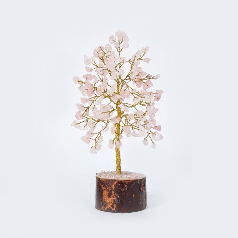 Love Rose Quartz Gemstone Tree Decorative Showpiece media 5