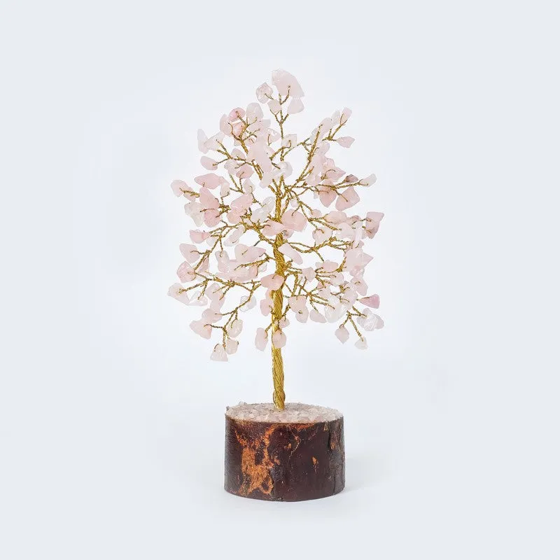 Love Rose Quartz Gemstone Tree Decorative Showpiece media 5