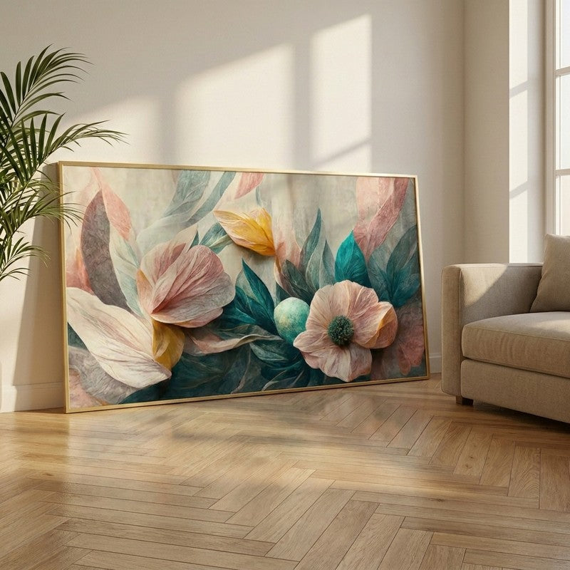 Velvet Petal Canvas Wall Painting With Frame