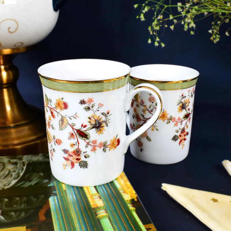 Painted Classic  24k Gold Brushed Porcelain Coffee Mug (300 mL Each) - Set of Four media 3