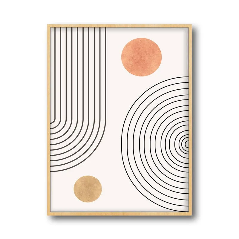 Linear Harmony Canvas Wall Painting With Brown Frame media 3