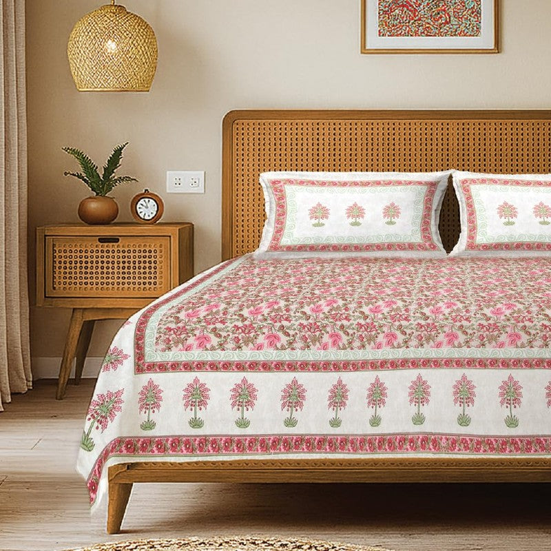 Urban Space Natural Harmony Cotton Bedsheet (Pink) - 200 TC media 3