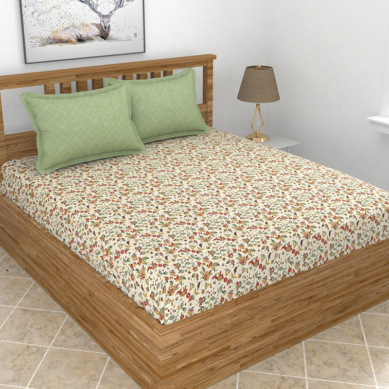 Flix Floral Microfiber Microfiber Bedsheet - 150 GSM