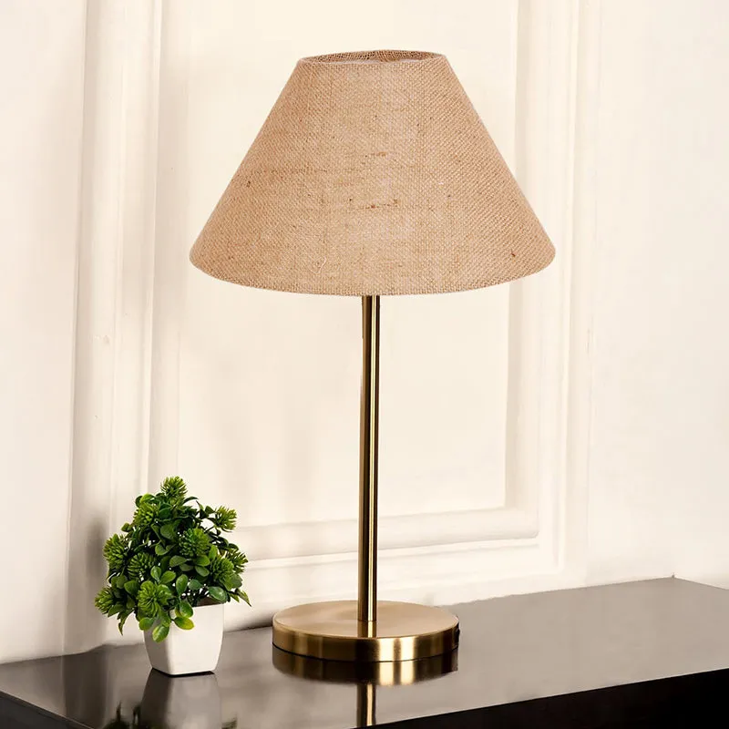 Loft Gleam Jute & Metal Table Lamp (Empire) - Brown,Gold media 2