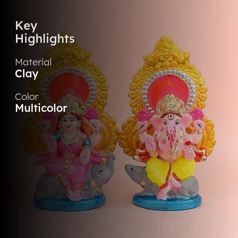 Divine Aura Lakshmi Ganesha Idol Set media 2