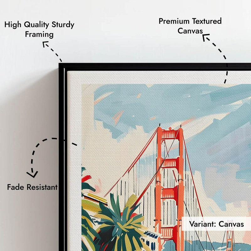 Vintage San Fransico Framed Canvas Wall Painting media 7