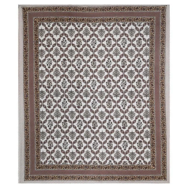 Yashasvi Ethnic Cotton Bedsheet (Brown,White) - 180 TC media 4