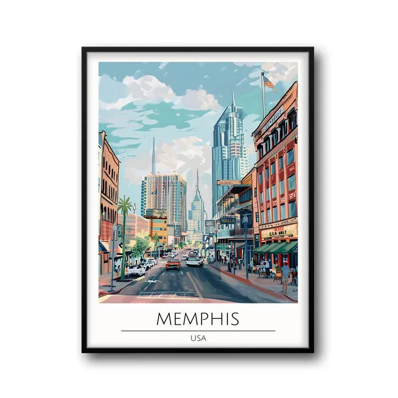 Vintage Memphis Framed Canvas Wall Painting media 5