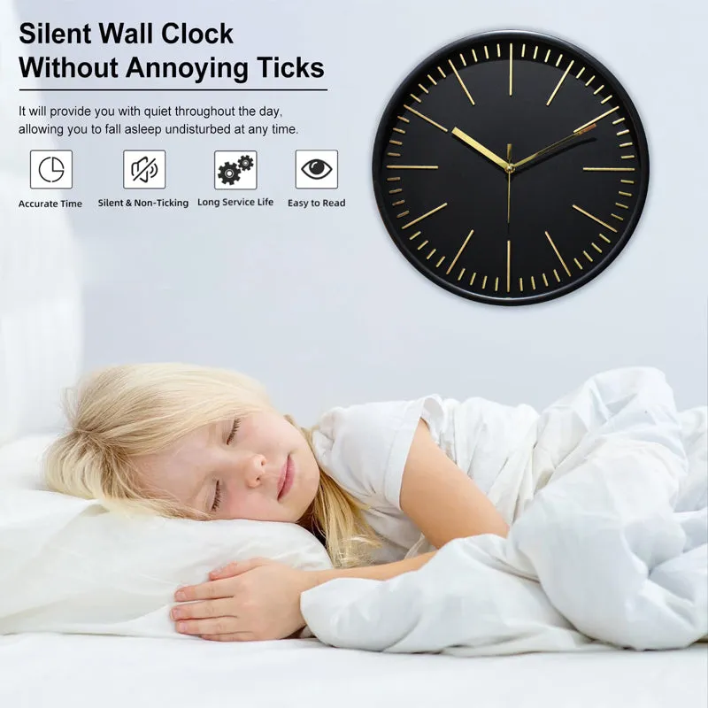 Aestra Analog Wall Clock - Gold, Black media 6
