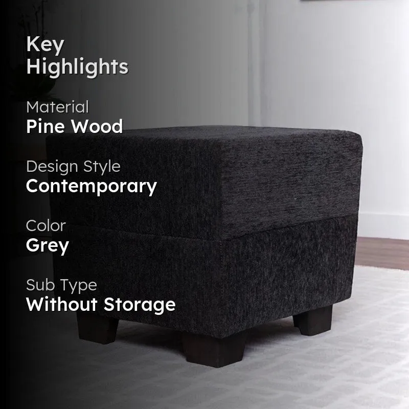 Krixon Pine Wood Pouffe - Grey media 2