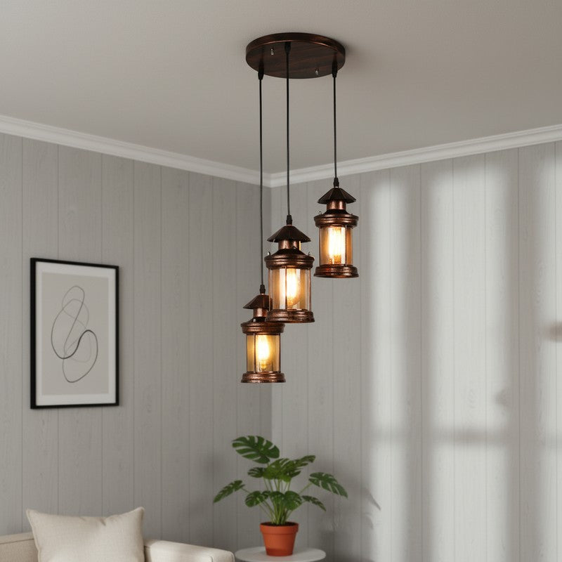 Copper Glow Glass Ceiling Lamp