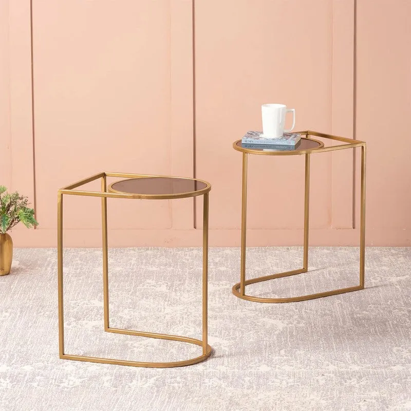 Mocha Center Table (Gold) - Set Of Two media 1