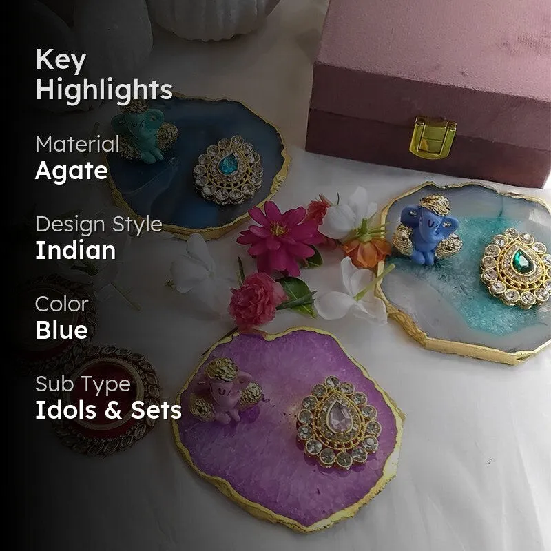 Ganpathi Festive Agate Showpiece - Turquoise media 2