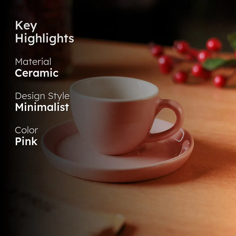 Blush & Brew Cup & Saucer (Pink/100 mL) - Two Piece Set media 2