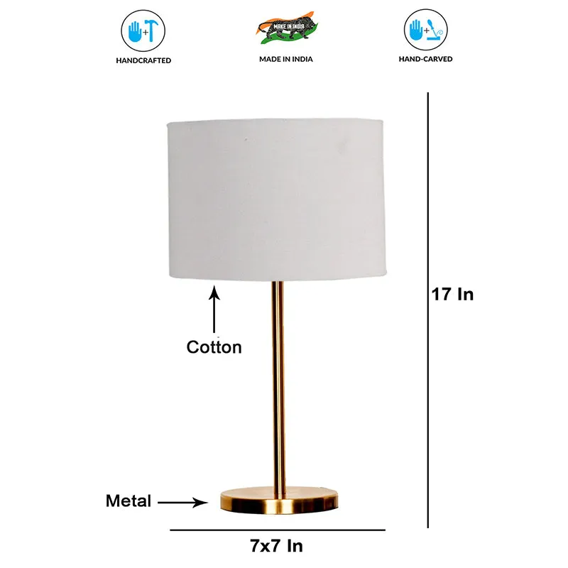 Glow Mesa Cotton & Metal Table Lamp (Drum) - White,Gold media 4