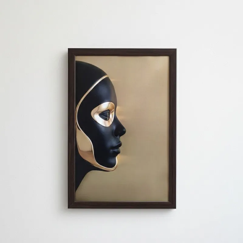 Artistic Feminine Faces Wall Painting With Frame - Set Of Three media 4