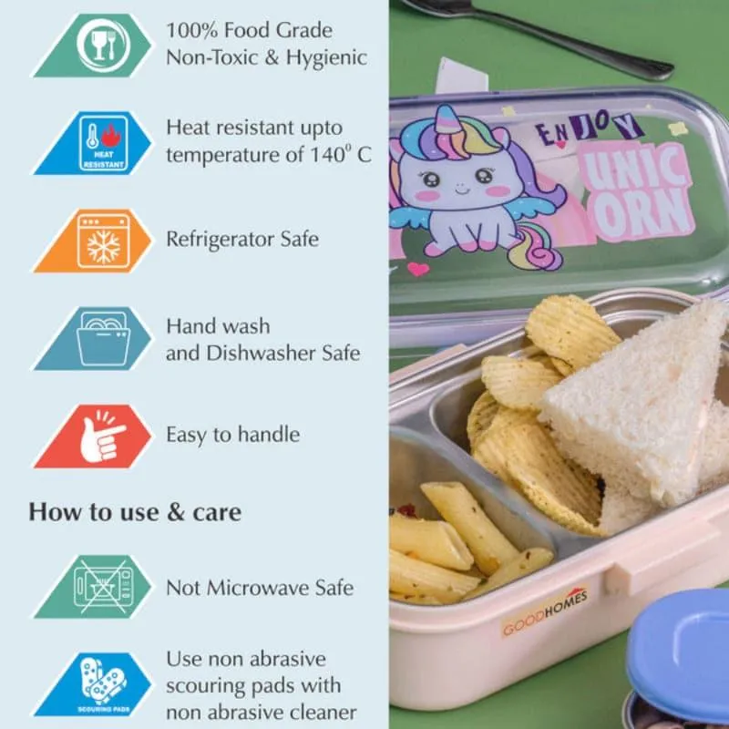 Unicorn Blink Kids Lunch Box With Container & Spoon - 700 ML media 5