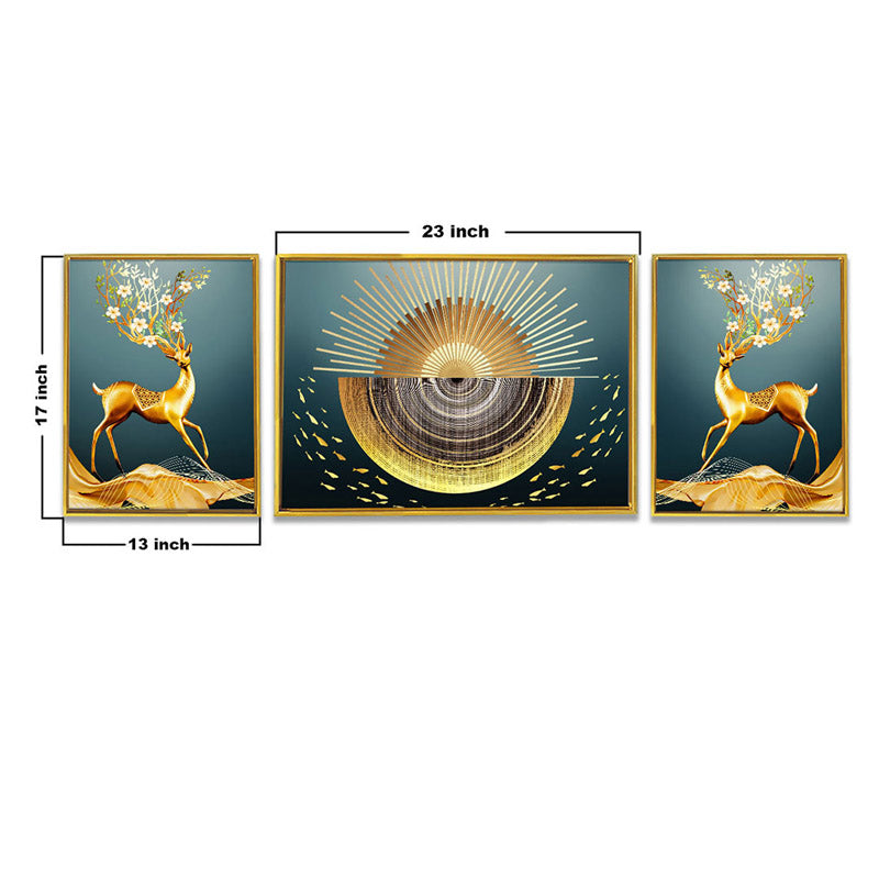 Chloe Golden Cotton Canvas Wall Art - Set Of Three media 6