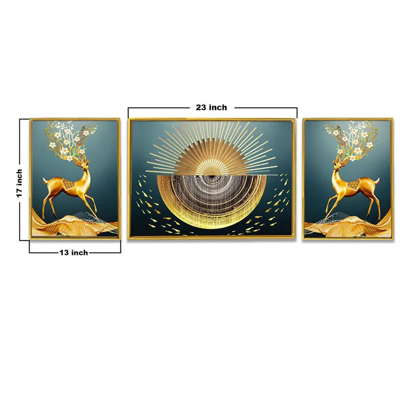 Chloe Golden Cotton Canvas Wall Art - Set Of Three media 6