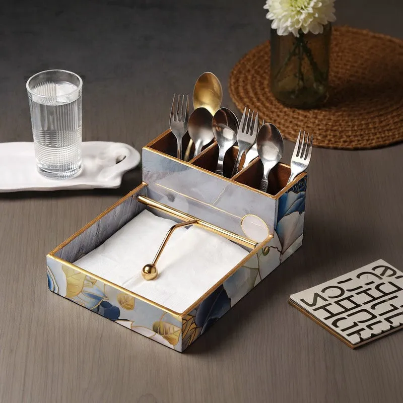 Rosy Wooden Cutlery & Tissue holder media 1