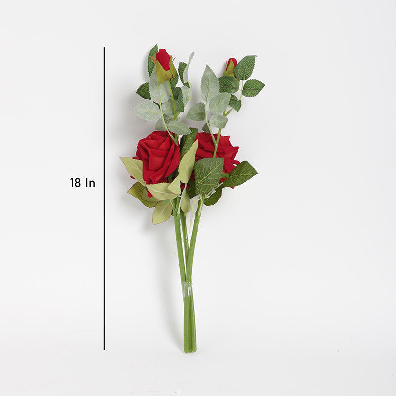 Faux Red Rose Sticks - Set Of Four media 4