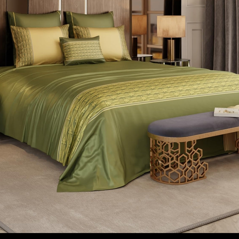 Crown of Versailies Satin Bedsheets (Green) - 150 GSM
