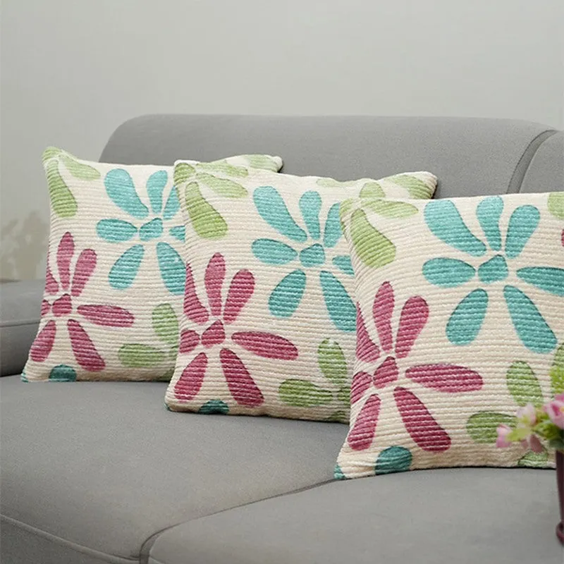 FloralGrace Cushion Cover (Teal, Maroon) - Set Of Three media 4