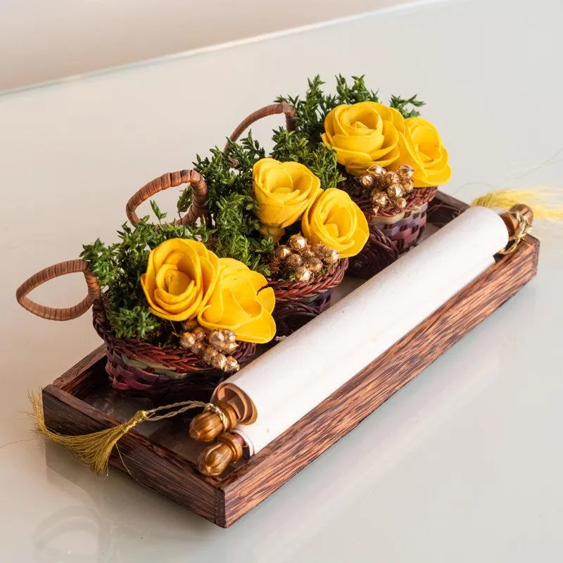 Tritona Dried Mini Floral Basket (Yellow) - Set Of Six media 4