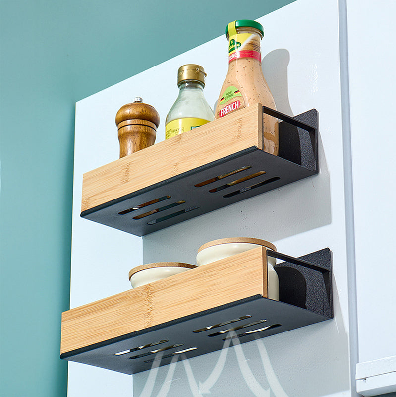 Layloft Magnetic Bamboo & Carbon Steel Wall Rack - Set Of Two media 4