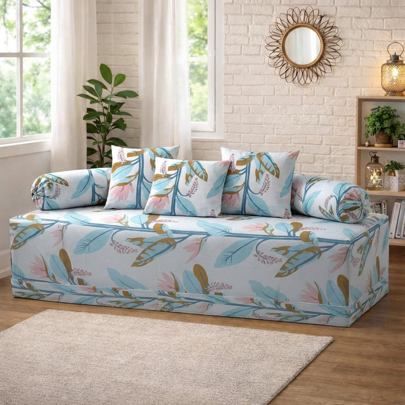 Florado Printed Diwan Set - Six Piece Set