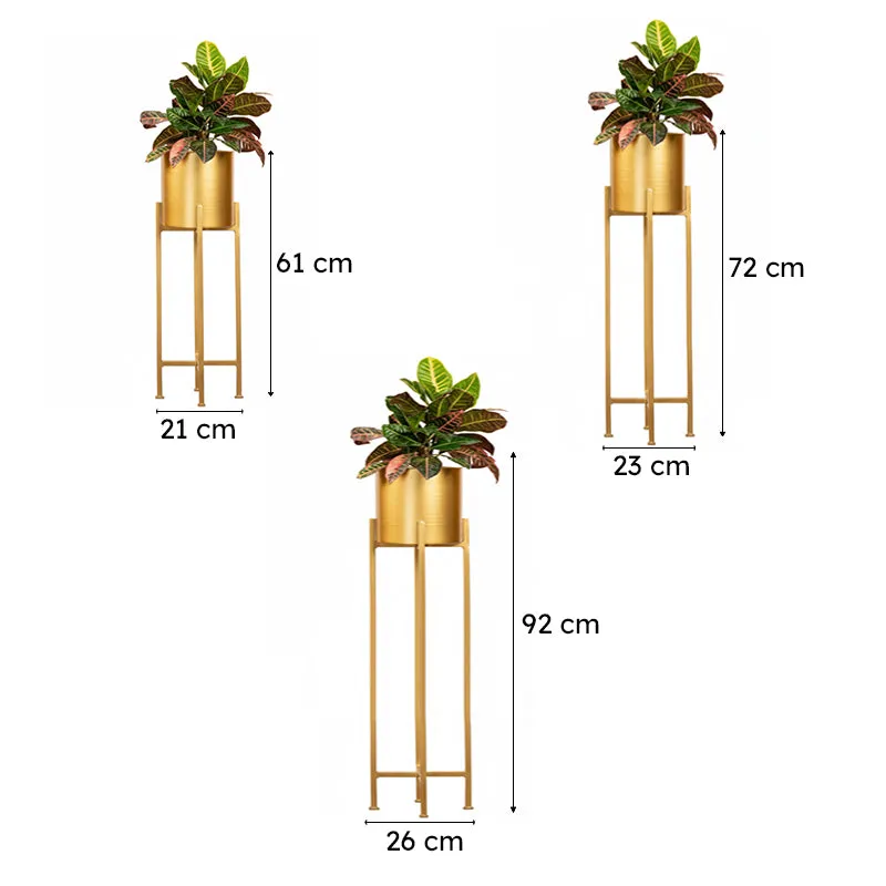 Cyra Golden Metal Planters - Set Of Three media 6