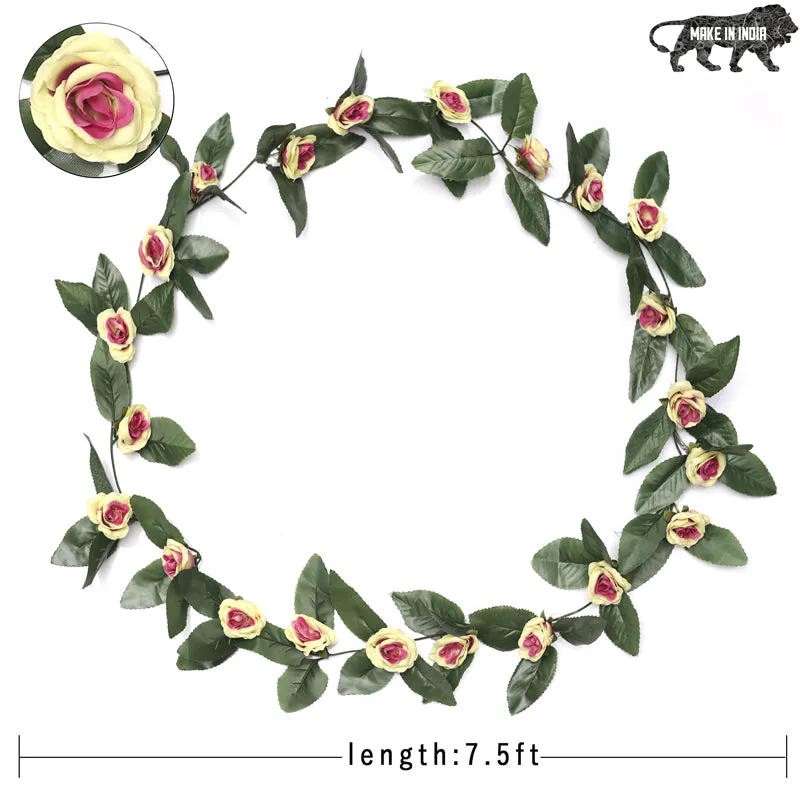 Fiora Artificial Velvet Rose Creeper (Yellow-Purple)  Set of Five media 6