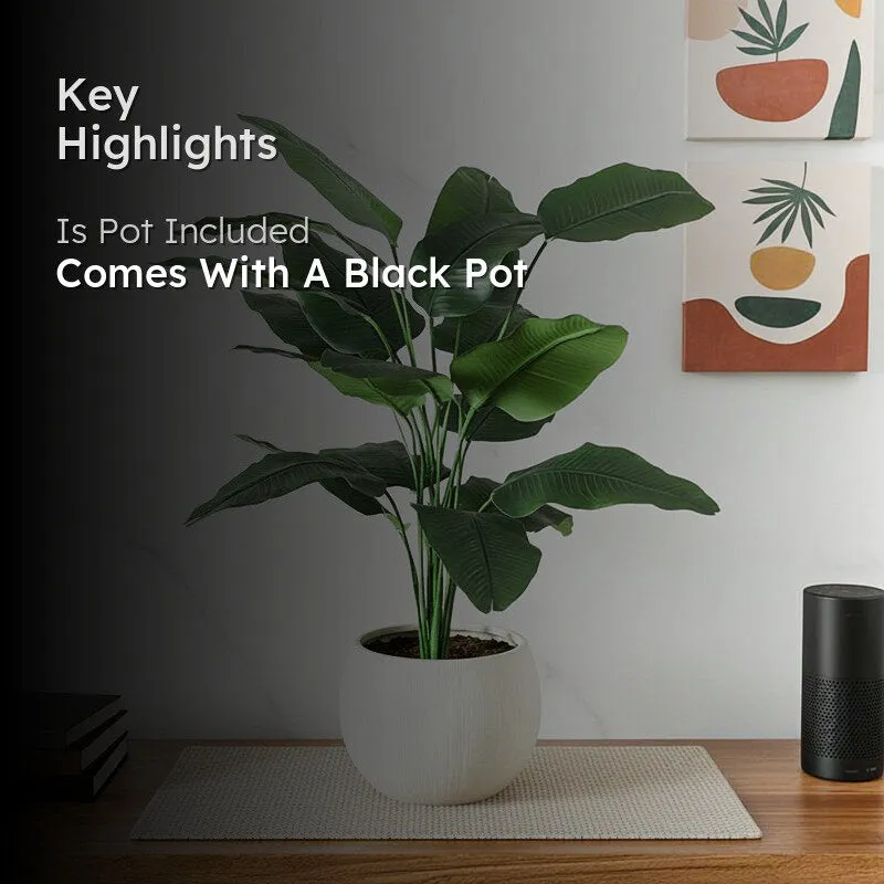 Faux Green Palm Plant With Black Plastic Pot - 2.62 ft media 2