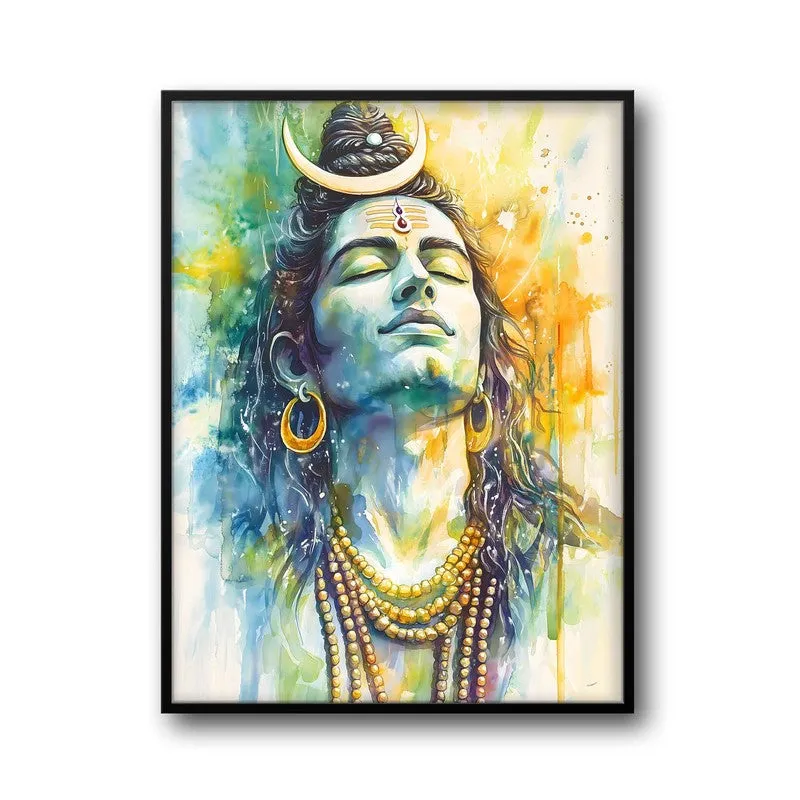 Shri Dakshinamurthi Spiritual Archival Paper Wall Painting With Frame - Black media 5
