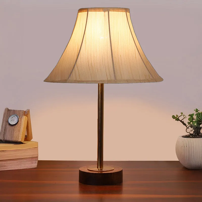 Ceylon Arc Rodin Wooden Table Lamp - OffWhite,Gold,Brown media 2