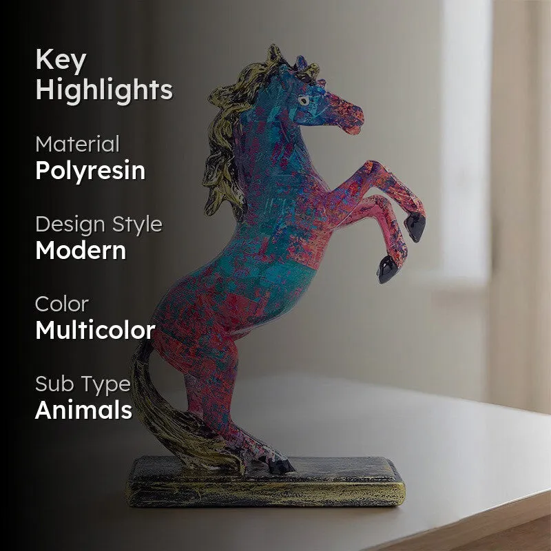 Colorful Rearing Horse Showpiece- Blue,Pink media 2