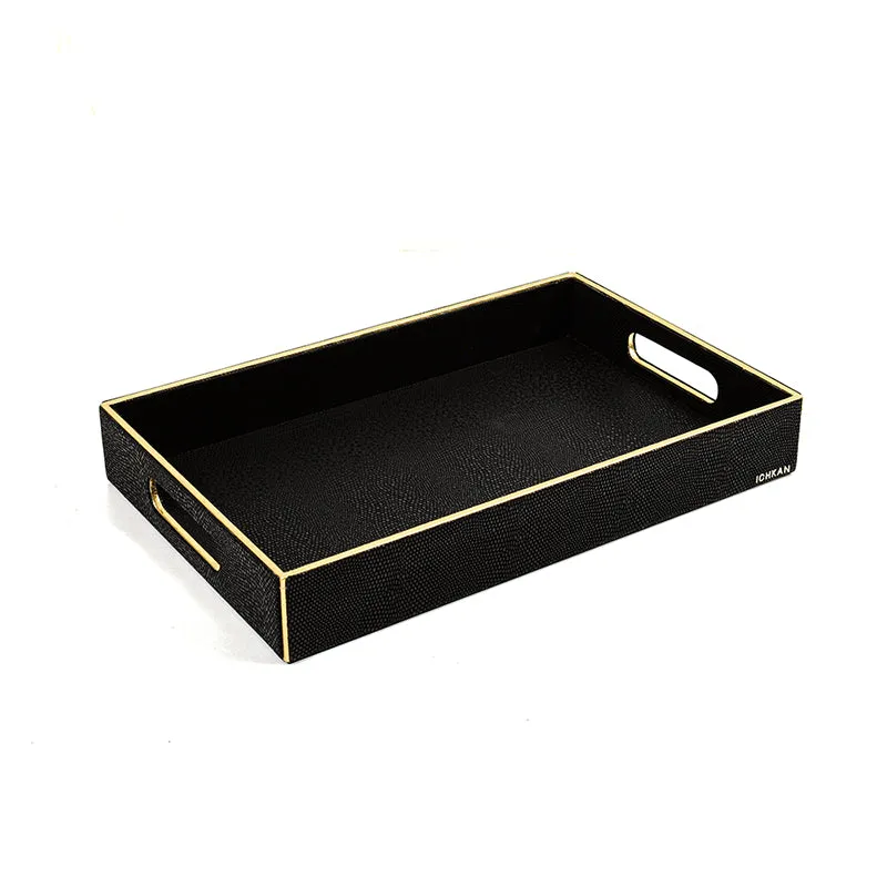 Tisquo Faux Leather Serving Tray (Black) - Set Of Two media 6